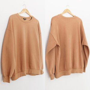 NEW Miss Lola Unisex XXL Cozy Feel Oversize Fleece Sweatshirt Pullover Tan Latte